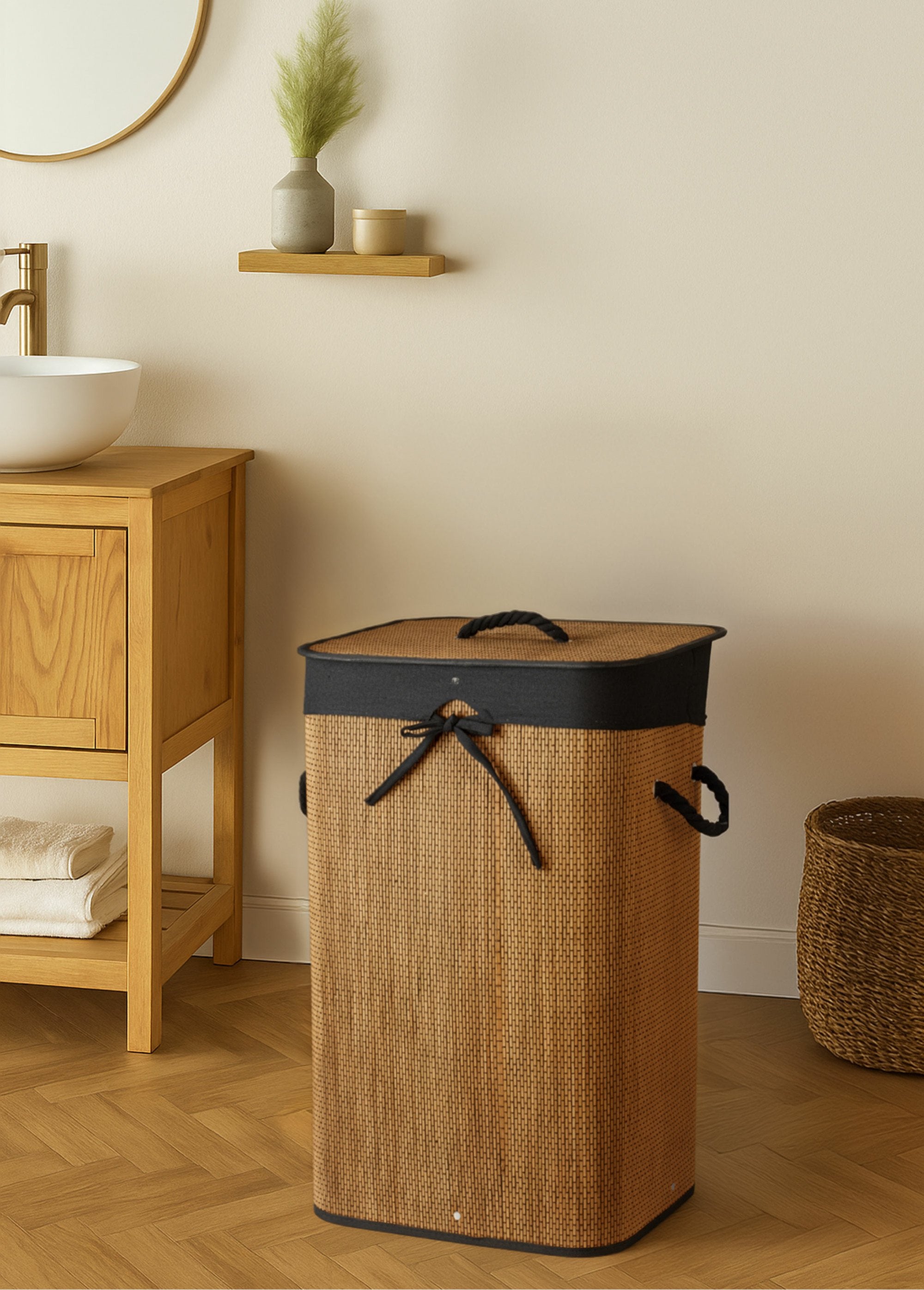 Woven_bamboo_and_fabric_laundry_basket_Black_and_bamboo_SF1_slim