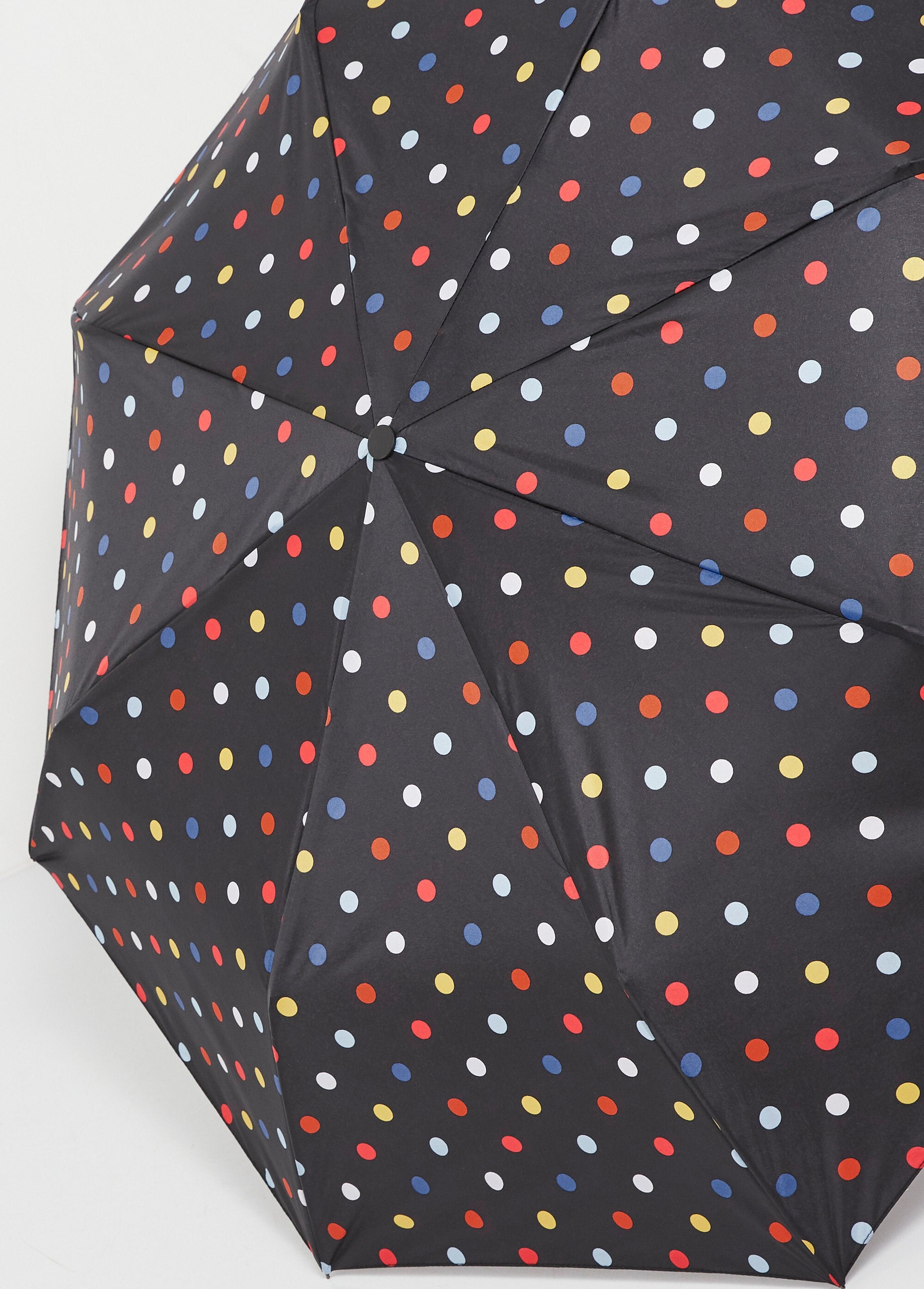 Fancy_automatic_folding_umbrella_Black_multicolor_polka_dots_DE1_slim