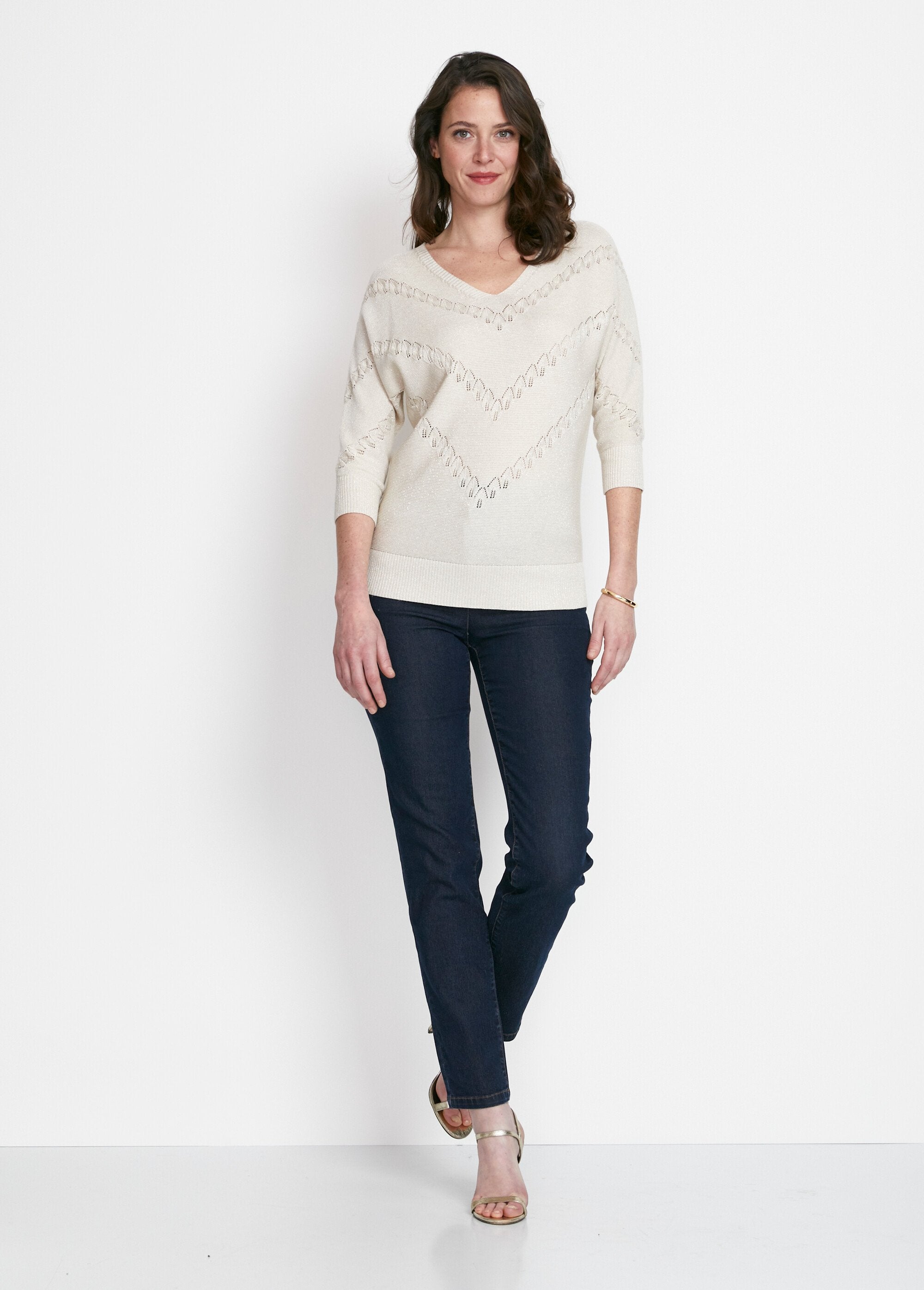 Openwork_fancy_shiny_knit_sweater_Beige_SF1_slim