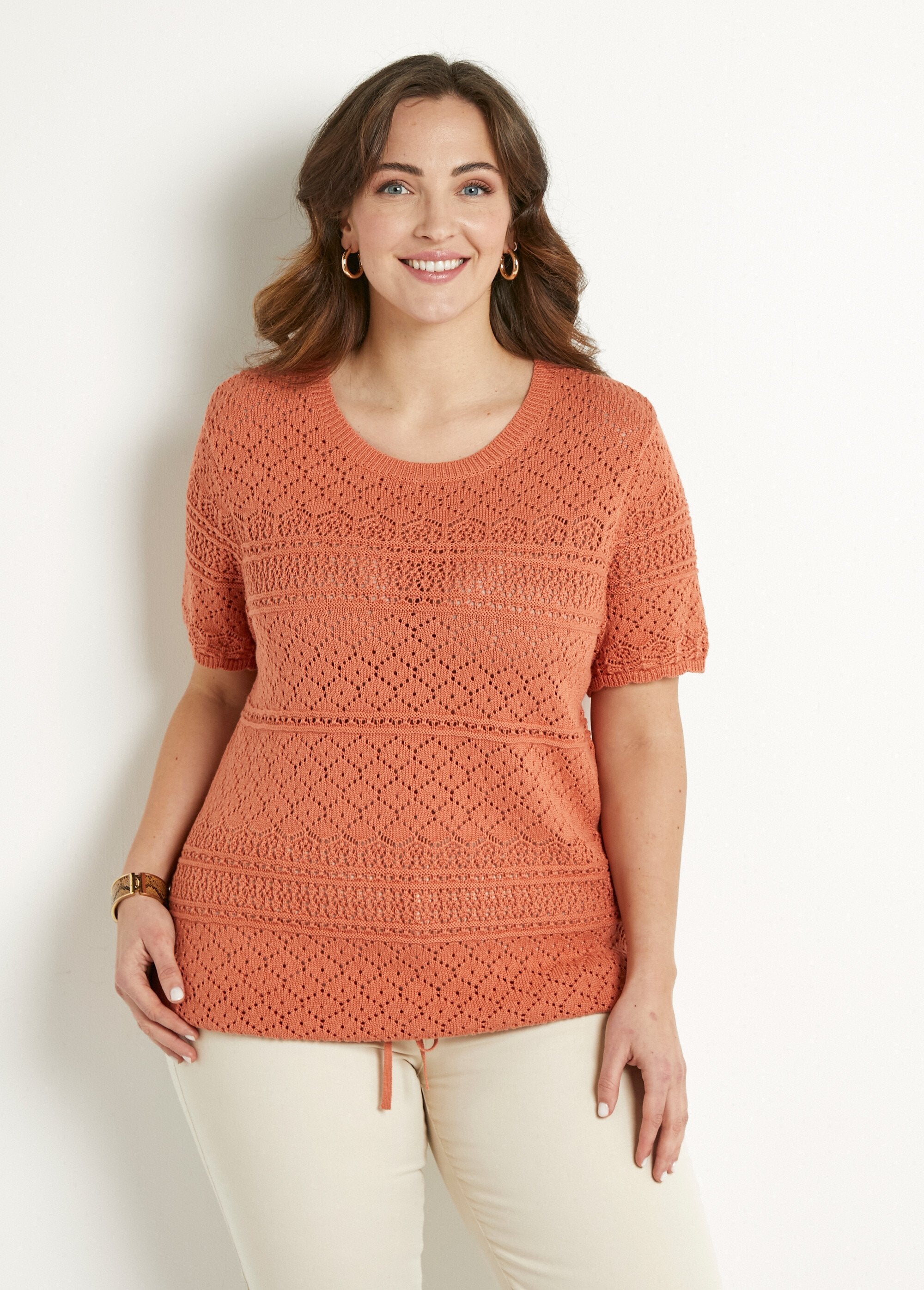 Short-sleeved,_openwork,_round-neck_blouse_sweater_Spicy_FA1_curvy
