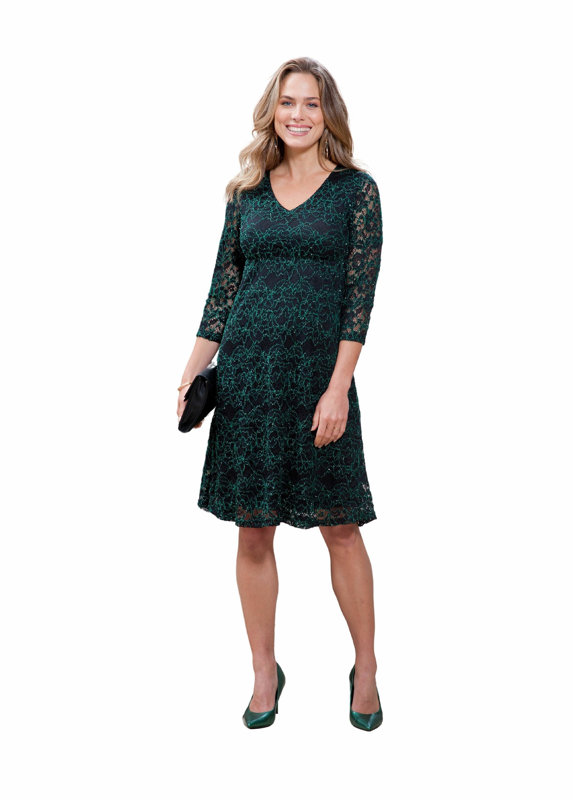Short_flared_lace_dress_with_V-neck_Black_and_green_FA1_slim