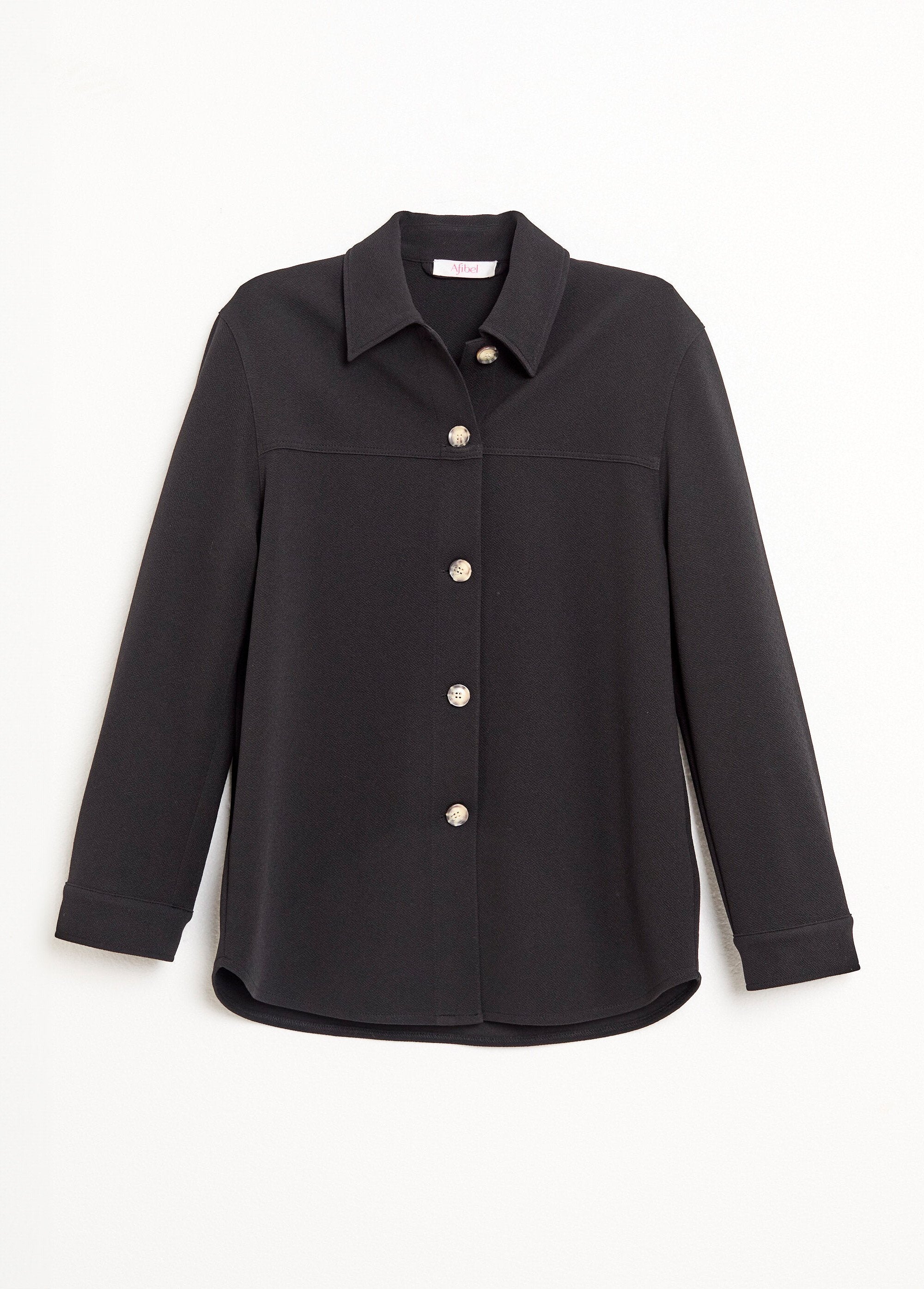 Plain_crepe_knit_buttoned_overshirt_Black_AP1_slim