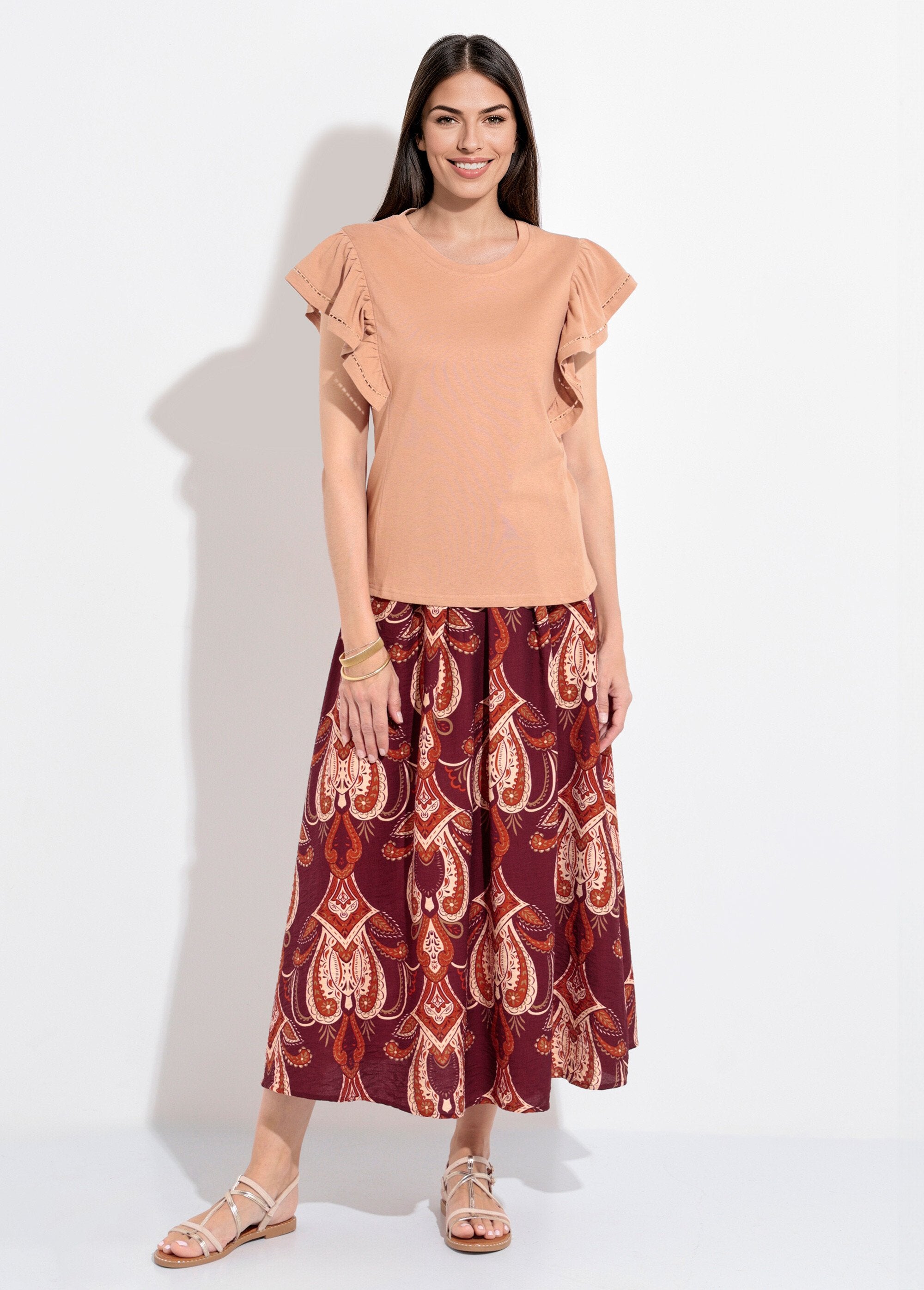 Openwork_ruffled_short-sleeved_T-shirt_camel_SF1_slim