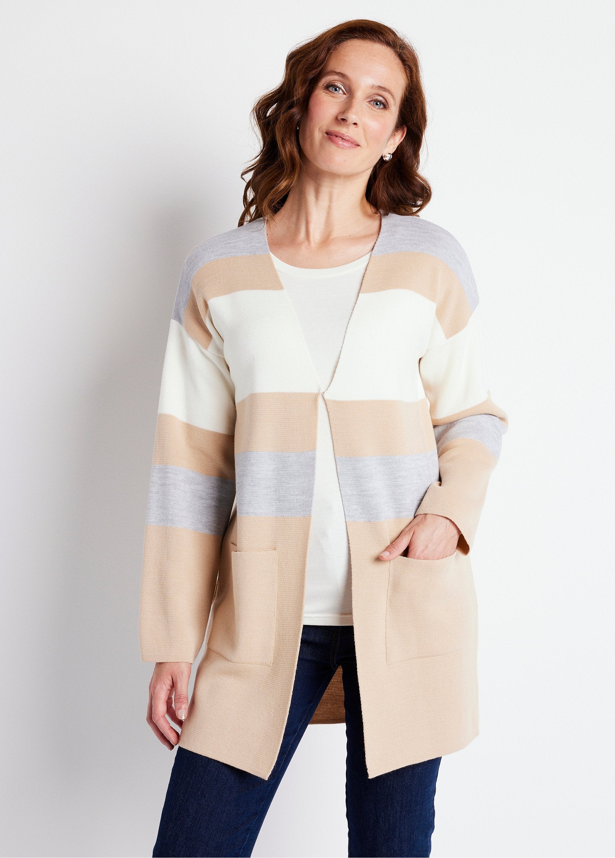 Long_striped_jacquard_V-neck_cardigan_Beige_and_ecru_FA1_slim