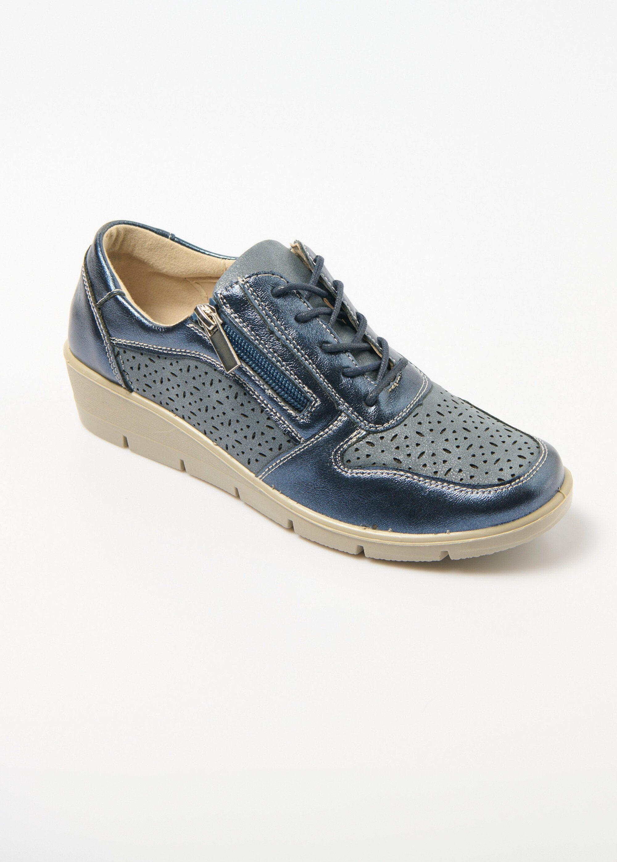 La_Bottine_Souriante®_-_Comfort_width_zipped_sneakers_Marine_FA1_slim