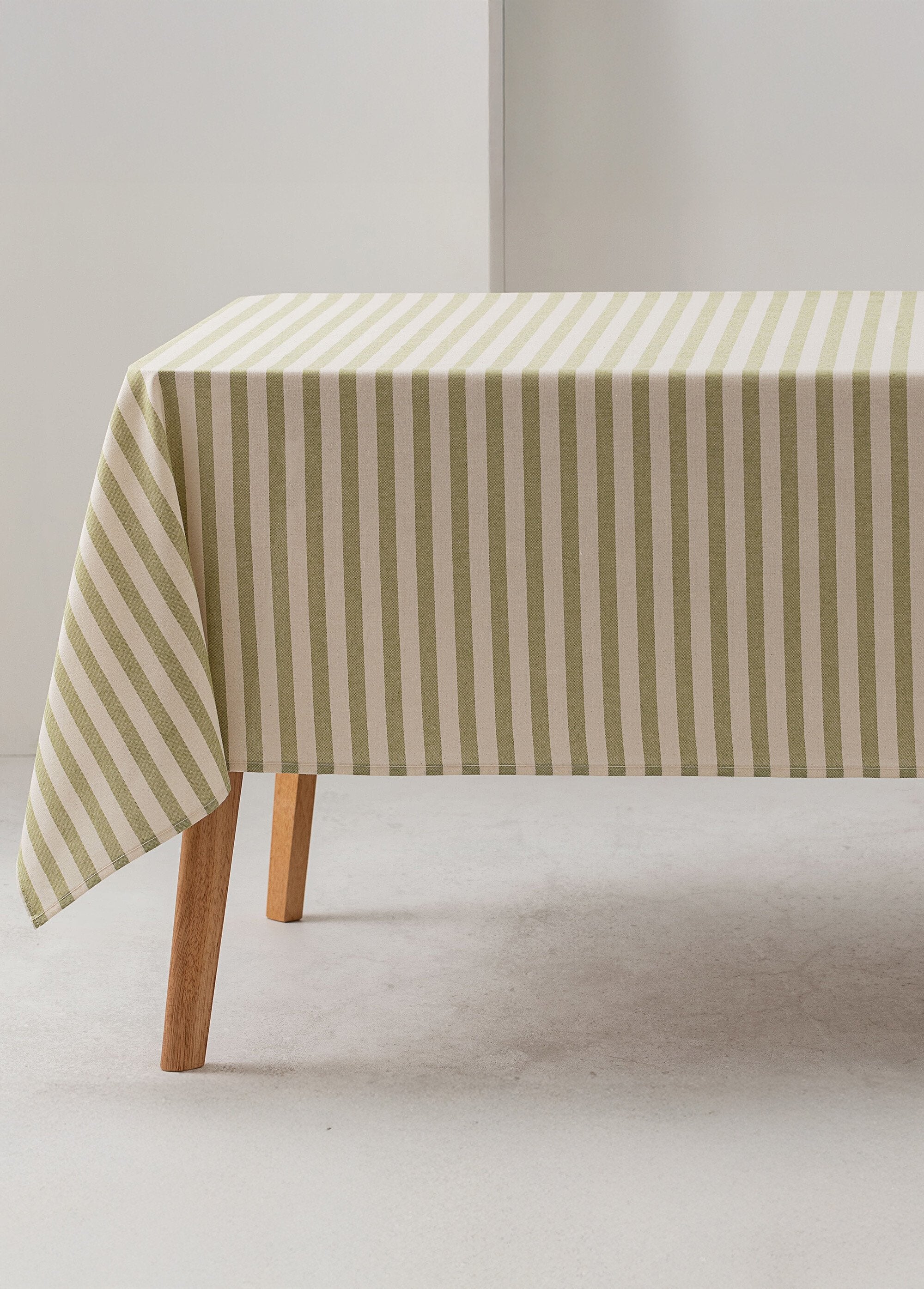 Stain-resistant_pure_cotton_tablecloth,_stripes_Olive_FA1_slim