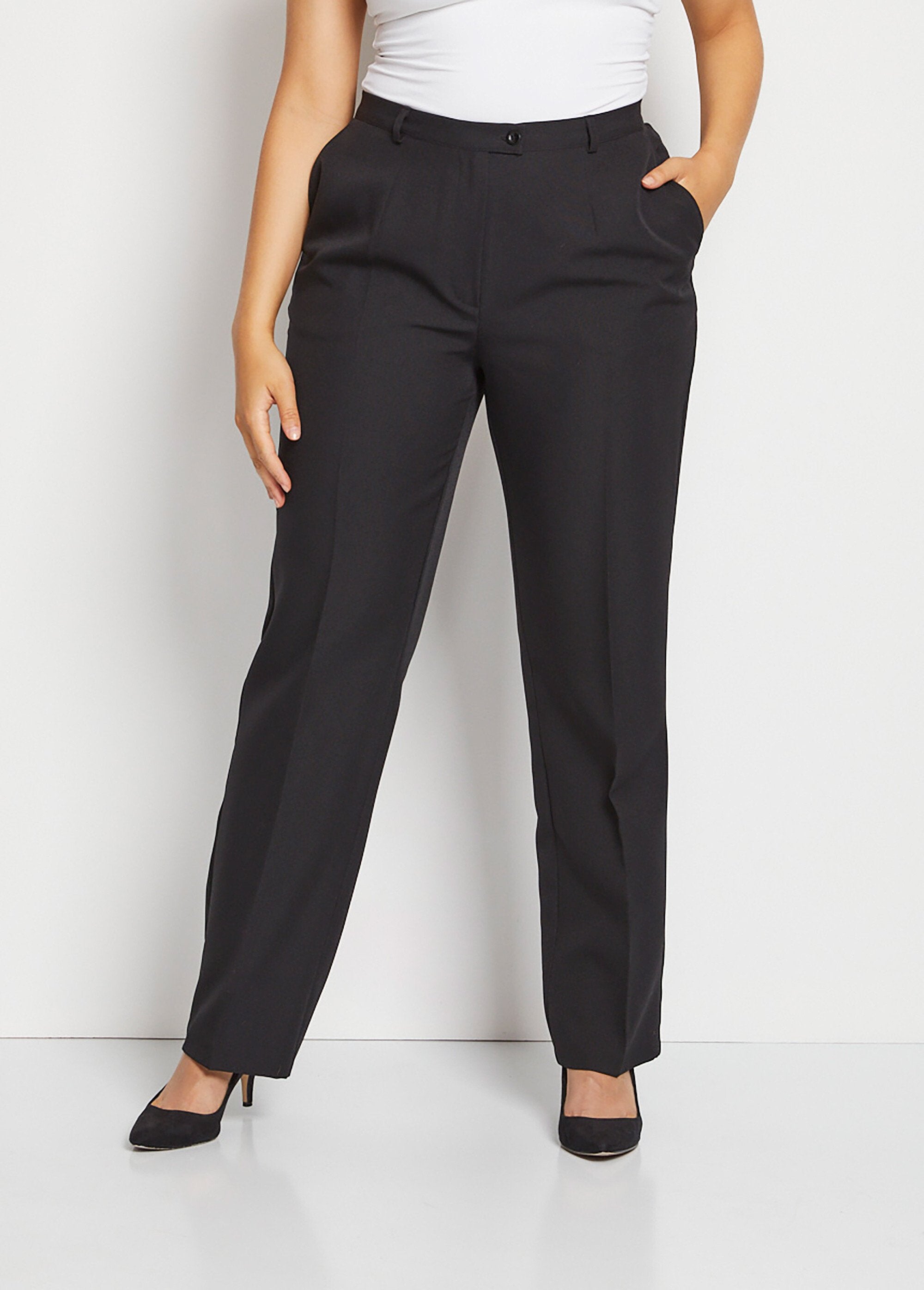 Straight_pants_with_semi-elasticated_waist,_wrinkle-free_fabric_Black_FA1_curvy