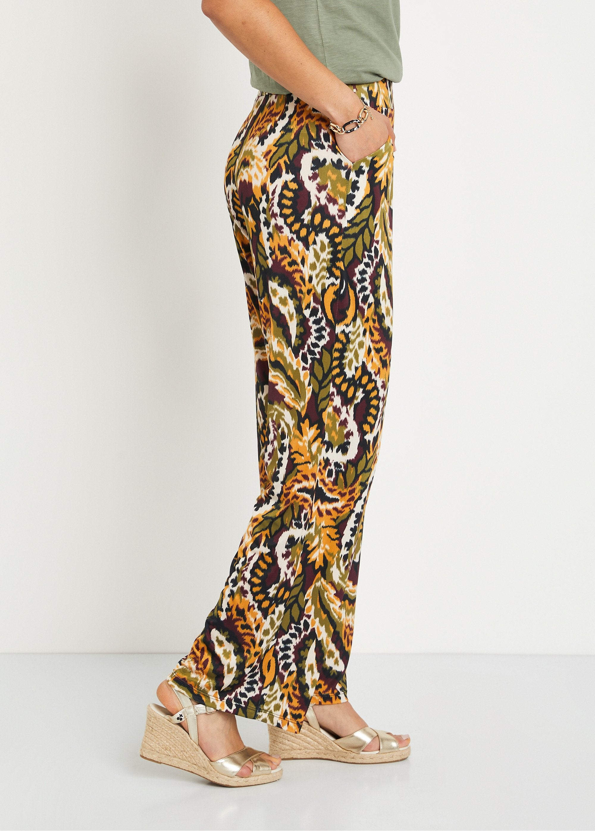 Wide_printed_elasticated_waist_pants_Ocher_and_green_DR1_slim