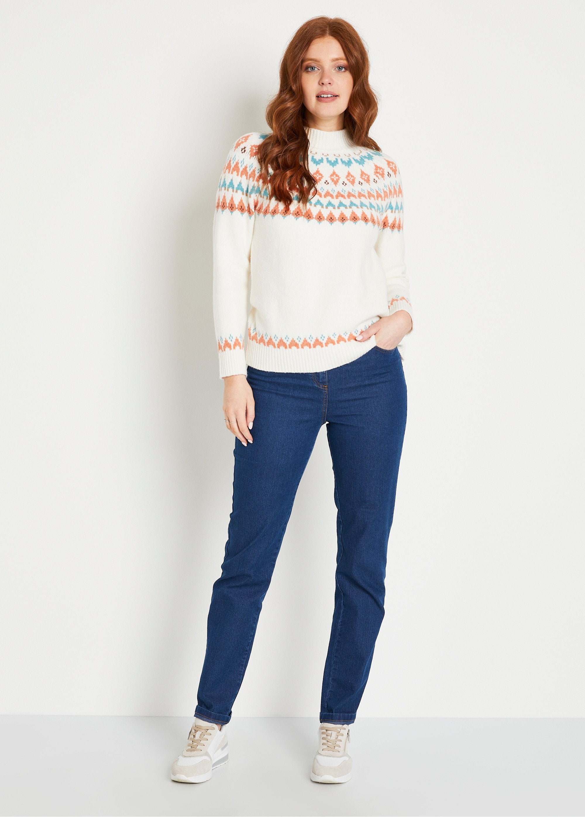 Warm_short_sweater_with_sunny_jacquard_stand-up_collar_Ecru_and_aqua_SF1_slim