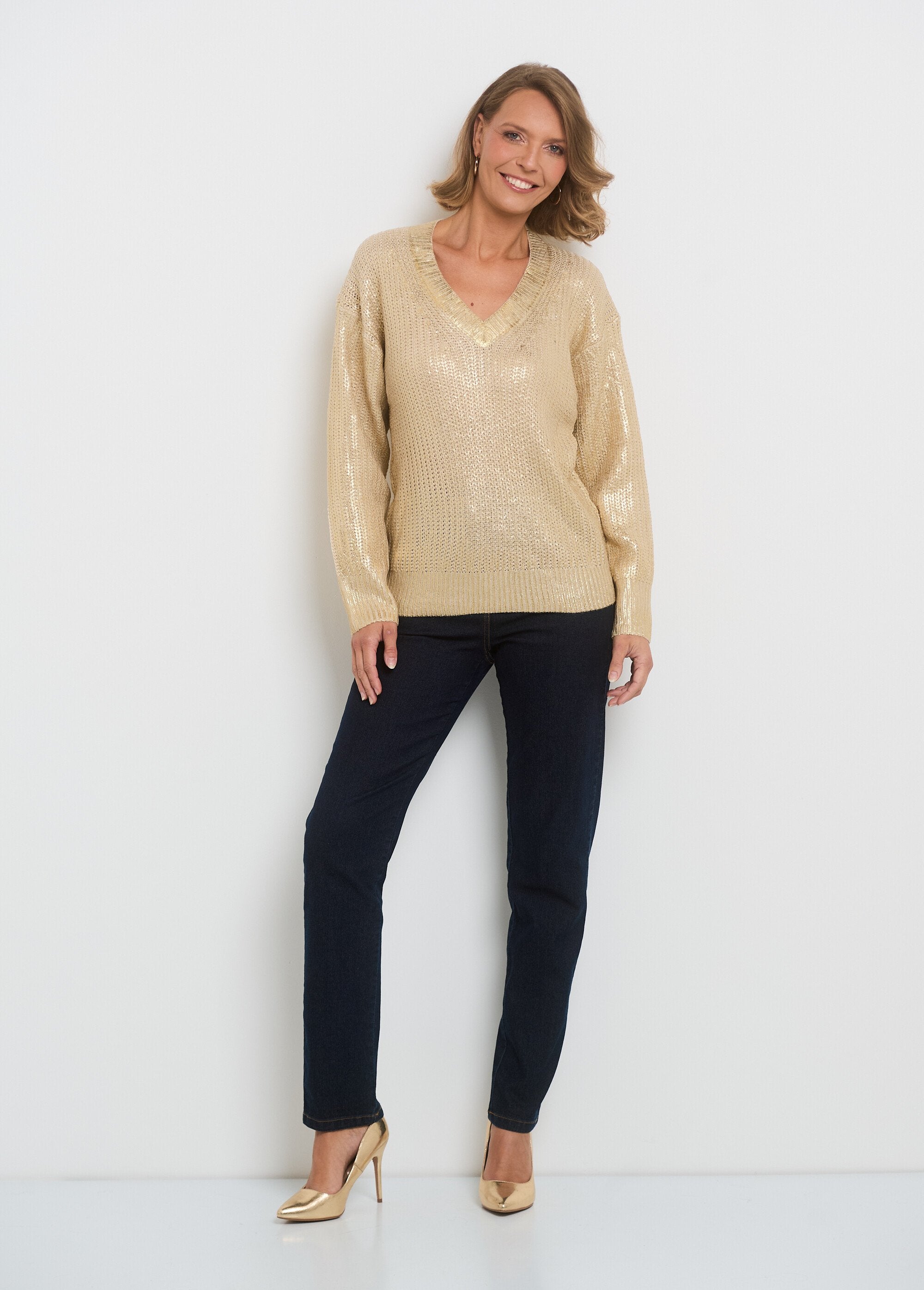Long_sleeve_effect_knit_sweater_Golden_beige_SF1_slim