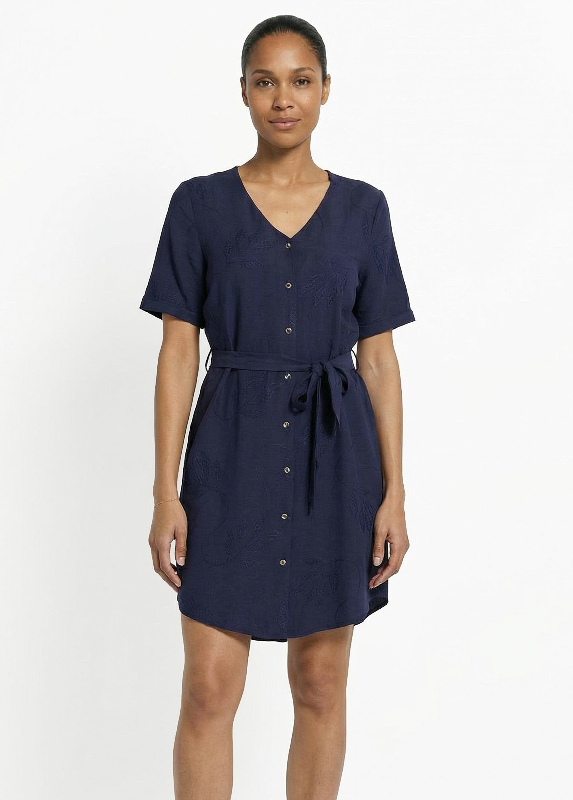 V-neck_shirt_dress,_embroidered_with_foliage_Marine_FA1_slim