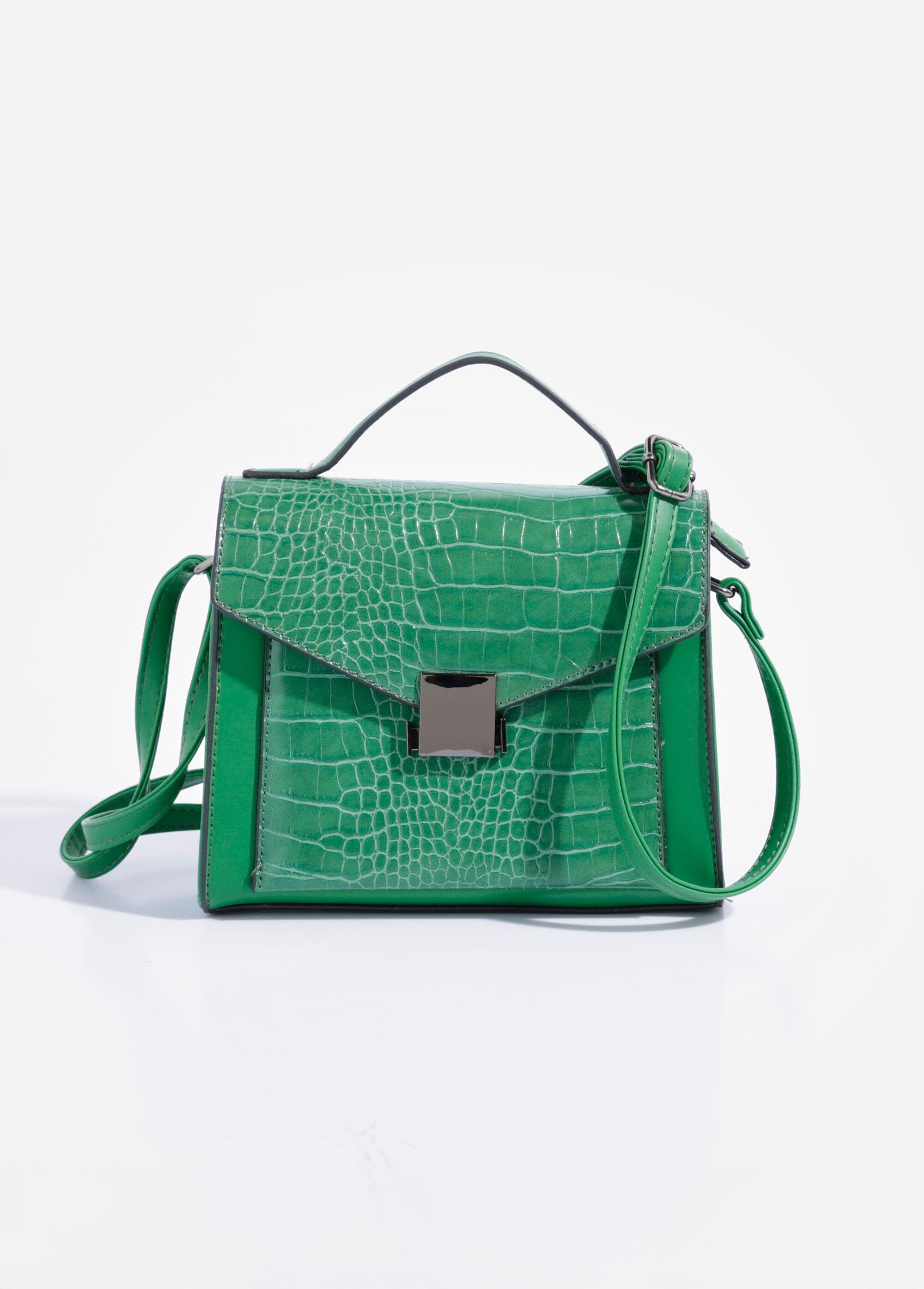 Reptile-look_handbag,_short_handle_Green_FA1_slim