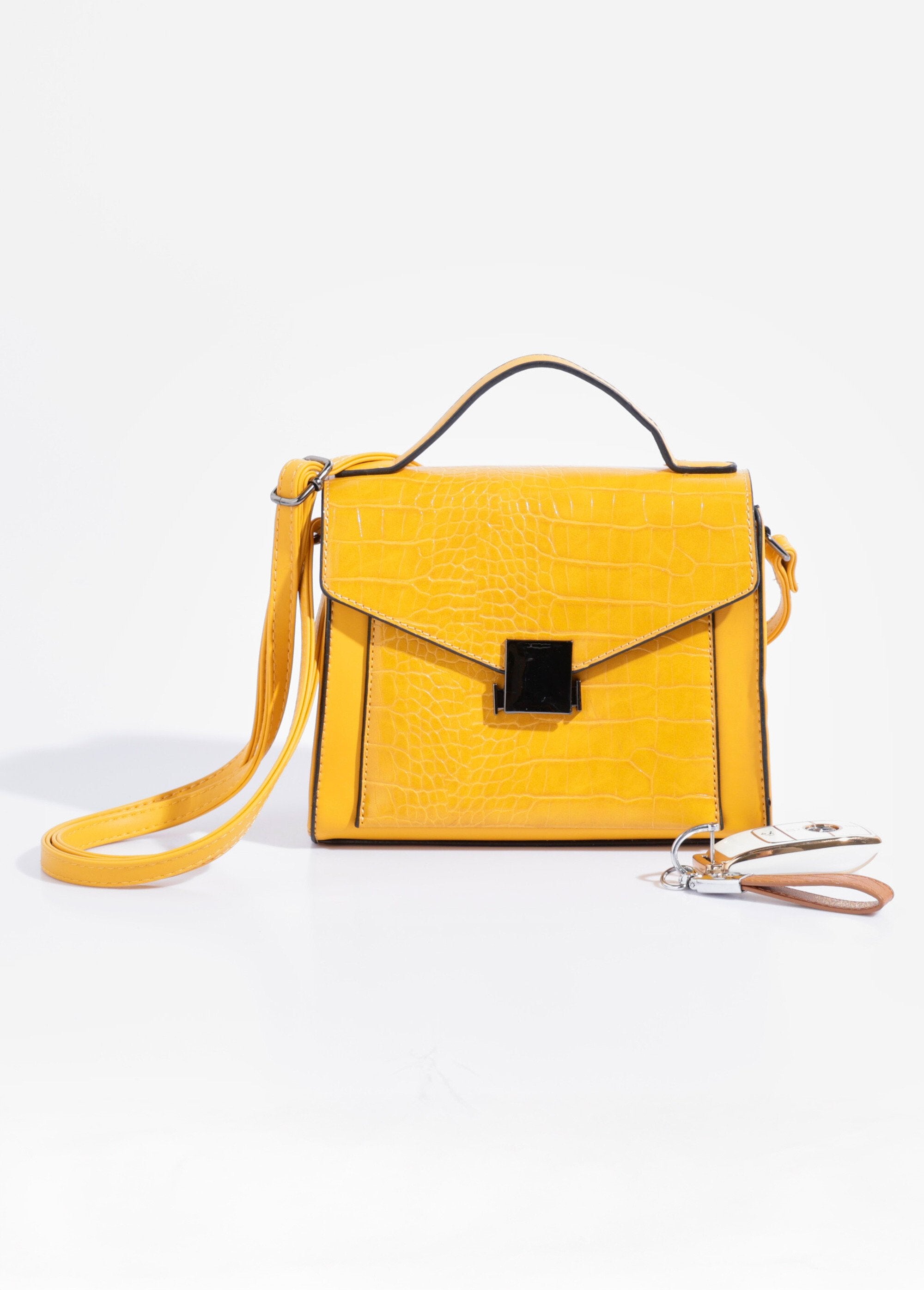 Reptile-look_handbag,_short_handle_YELLOW_FA1_slim