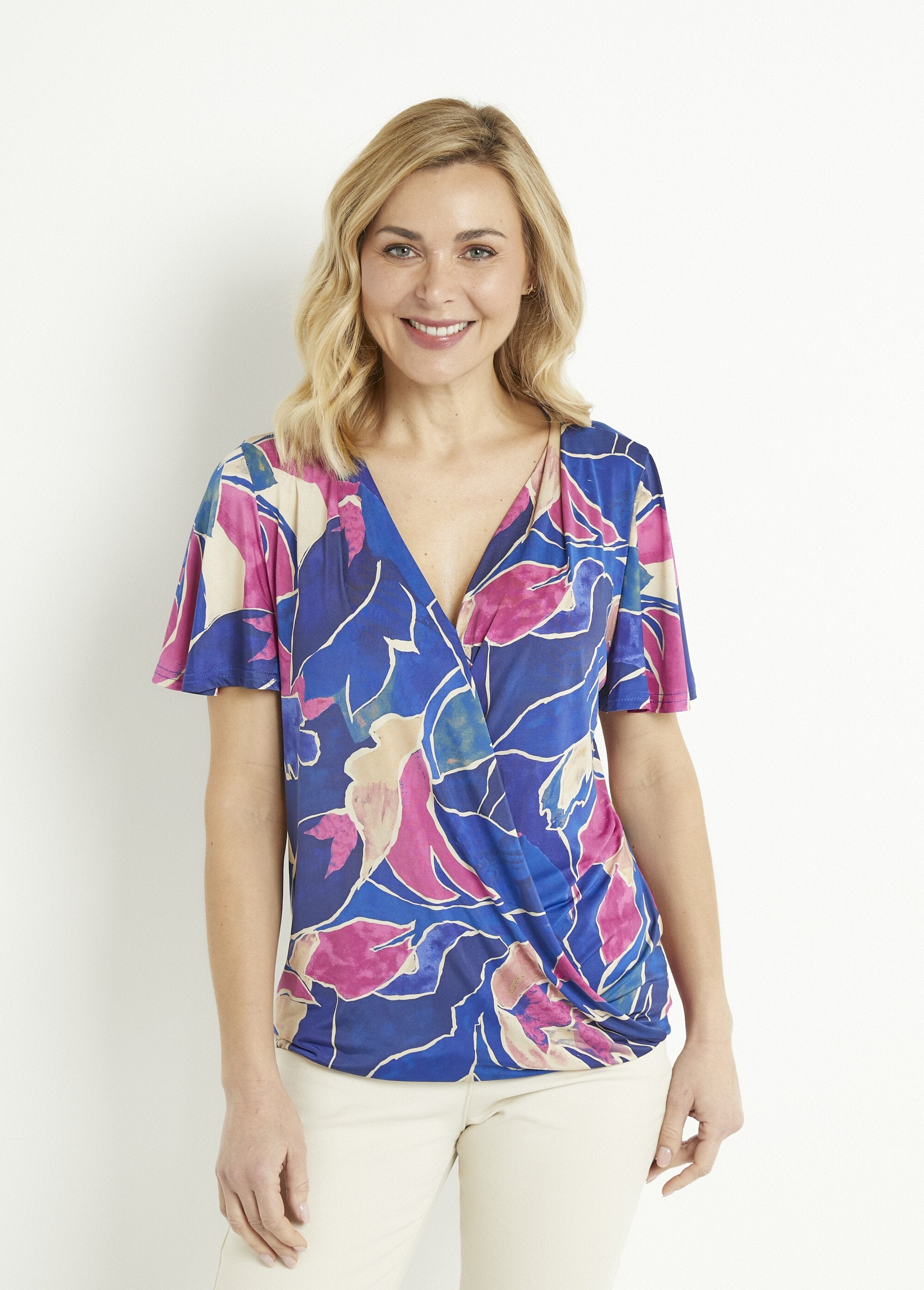 Long_floral_pattern_blousant_wrap-over_t-shirt_Blue_and_pink_FA1_slim