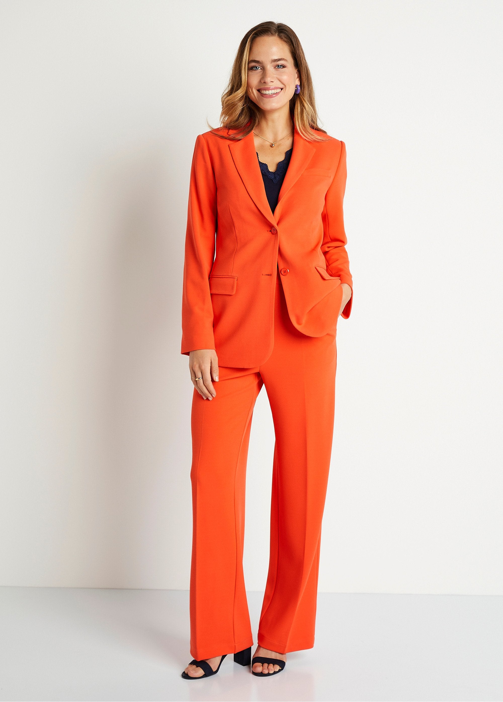 Straight_cut_plain_knit_blazer_jacket_Orange_SF1_slim